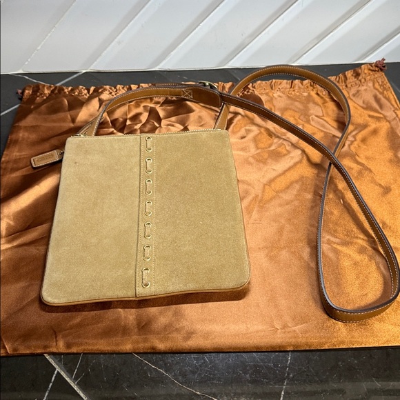 Coach Beige Suede Crossbody Bag NWOT - Picture 1 of 7